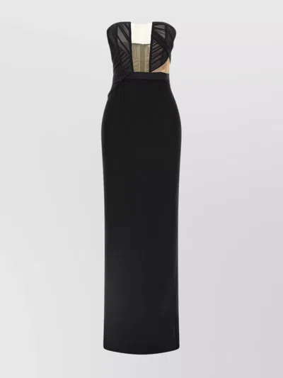 NENSI DOJAKA DRAPED MAXI DRESS WITH CORSET AND SHEER PANELS