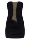 Nensi Dojaka Draped Mesh-insert Mini Dress In Black