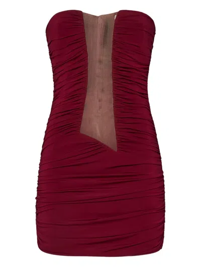 Nensi Dojaka Draped Mesh-panel Mini Dress In Red