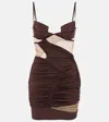Nensi Dojaka Draped Minidress In Puce / Chestnut
