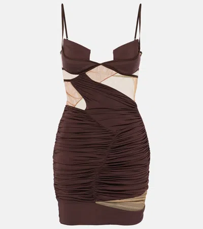 Nensi Dojaka Draped Minidress In Puce / Chestnut