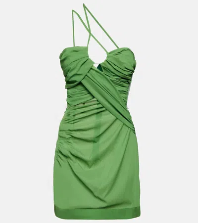 Nensi Dojaka Draped One-shoulder Minidress In Green