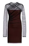 Nensi Dojaka Draped Tulle Mini Dress In Brown