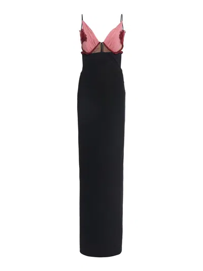 Nensi Dojaka Evie Petal Long Dress In Black