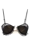 Nensi Dojaka Black Transparent Tulle And Silk Blend Georgette Bra In Black