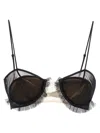 Nensi Dojaka Black Transparent Tulle And Silk Blend Georgette Bra In Black