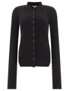 Nensi Dojaka Straight-point Collar Pleated Top In Black