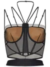 Nensi Dojaka Sheer Strappy Corset Top In Black