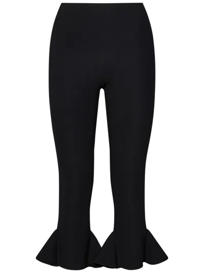 Nensi Dojaka Fitted Black Trousers With Ruffled Hem Detail