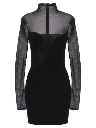 Nensi Dojaka Black Fitted Semisheer Dress