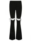 Nensi Dojaka Ribbed Waistband Flared Pant With Cut-out Lacing In Black