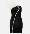 Nensi Dojaka Nora Mini Dress With Tulle Floral Accent In Black