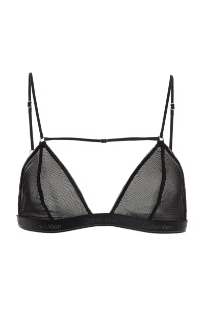 Nensi Dojaka For Calvin Klein Mesh Triangle Bra In Ub1 Black