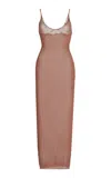 Nensi Dojaka For Calvin Klein Sheer-knit Midi Dress In Brown