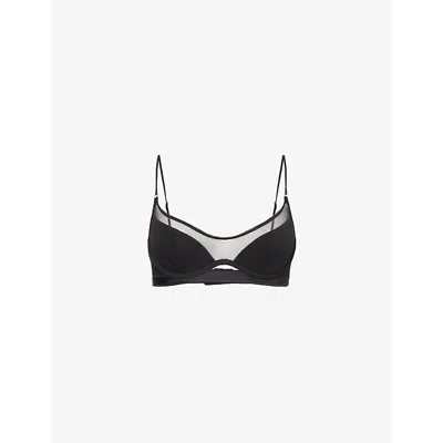 Nensi Dojaka For Calvin Klein Womens Black Nensi Dojaka X Calvin Klein Balconette Underwired Stretch Modal And Cashmere Bra