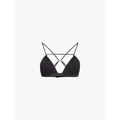 Nensi Dojaka For Calvin Klein Womens Black Nensi Dojaka X Calvin Klein Triangle Non-wired Stretch Modal And Cashmere Bra