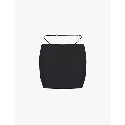 Nensi Dojaka For Calvin Klein Womens Black Nensi Dojaka X Calvin Klein String-embellished Woven Mini Skirt