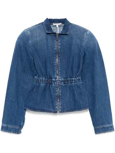 NENSI DOJAKA GATHERED-WAIST DENIM JACKET