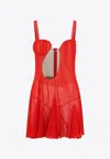 Nensi Dojaka Godet Mini Dress With Asymmetrical Panel Detail In Red