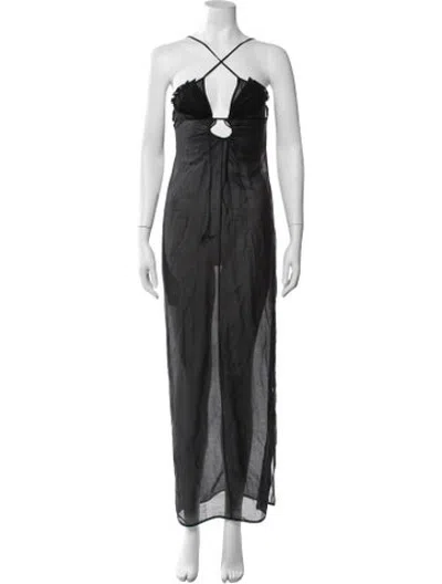 Pre-owned Nensi Dojaka Halterneck Long Dress In Grey