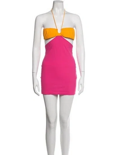 Pre-owned Nensi Dojaka Halterneck Mini Dress In Pink
