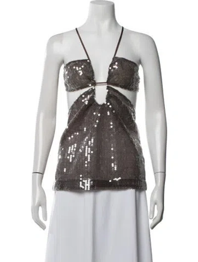 Pre-owned Nensi Dojaka Halterneck Sleeveless Crop Top W/ Tags In Multicolor