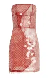 NENSI DOJAKA HAND-EMBROIDERED SEQUIN CORSET MINI DRESS