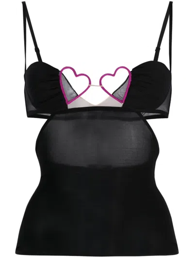 Nensi Dojaka Heart-detail Bustier Top In Black
