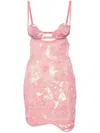 Shop Nensi Dojaka Heartbeat Mini Dress In 粉色