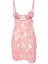 Nensi Dojaka Heartbeat Hand-embroidered Mini Dress In Rosa