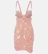 Nensi Dojaka Heartbeat Hand-embroidered Mini Dress In Pink