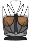 Nensi Dojaka Sheer Strappy Corset Top In Black