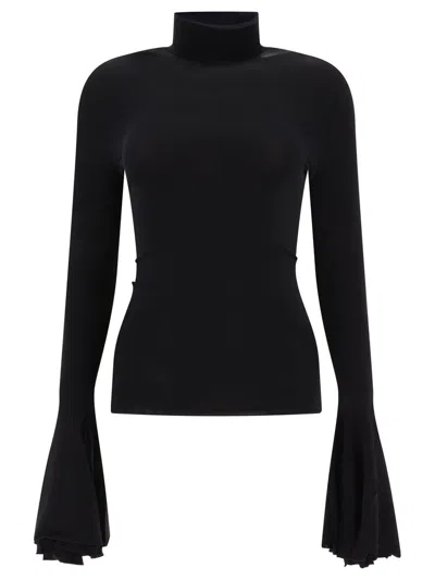 Nensi Dojaka Ruffled Turtleneck Jersey Top In Black