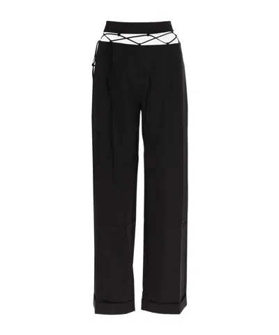 Nensi Dojaka Hollowed-out String Casual Pants In Black