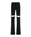 Nensi Dojaka Ribbed Waistband Flared Pant With Cut-out Lacing In Black