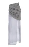 Nensi Dojaka Ingrid Sheer-hem Draped Cotton Skirt In Light Grey