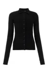 Nensi Dojaka Straight-point Collar Pleated Top In Black