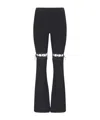 Nensi Dojaka Ribbed Waistband Flared Pant With Cut-out Lacing In Black