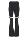Nensi Dojaka Ribbed Waistband Flared Pant With Cut-out Lacing In Black