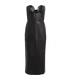 Nensi Dojaka Womens Black Strapless Corset Leather Midi Dress In Black