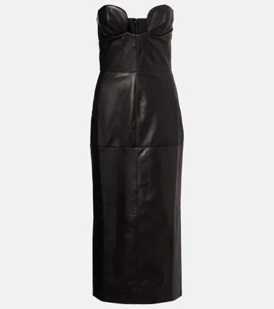 Nensi Dojaka Leather Corset Dress In Black