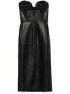 Nensi Dojaka Womens Black Strapless Corset Leather Midi Dress In Black
