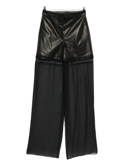 Nensi Dojaka Leather Palazzo Trousers In Black