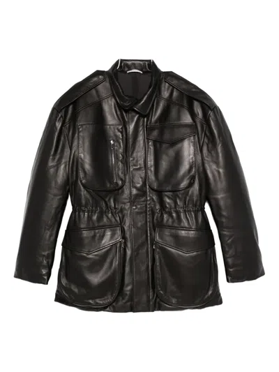 Nensi Dojaka Leather Puffer Jacket In Black