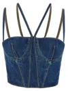 Nensi Dojaka Double Straps Corset With Exposed Stitching In Blue