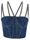 Nensi Dojaka Double Straps Corset With Exposed Stitching In Blue