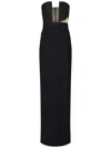Nensi Dojaka Draped Maxi Dress With Corset And Sheer Panels In Black