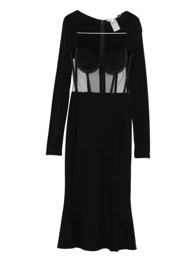 Nensi Dojaka Long-sleeve Midi Dress In Black