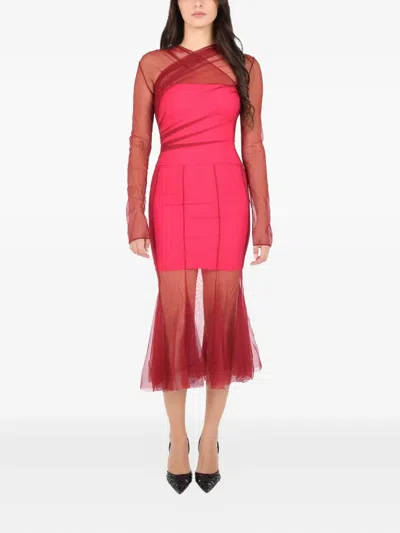 Nensi Dojaka Long-sleeve Midi Dress In Red