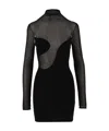 Nensi Dojaka Asymmetric Semi-sheer Mini Dress In Black